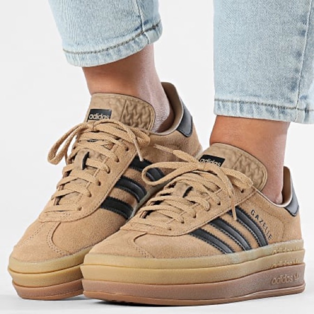 adidas Gazelle Sneakers in Tan with Black Stripes - Picture 2 of 10